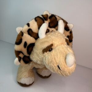 Plush Webkinz Triceratops Dinosaur Toy - Tan and Brown